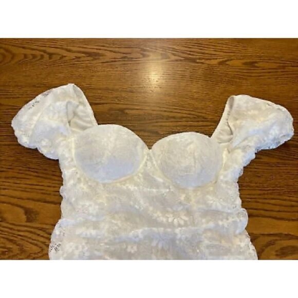 ❤️ WINDSOR White Dress Poofy sleeves Lace SIZE SMALL - Picture 8 of 9